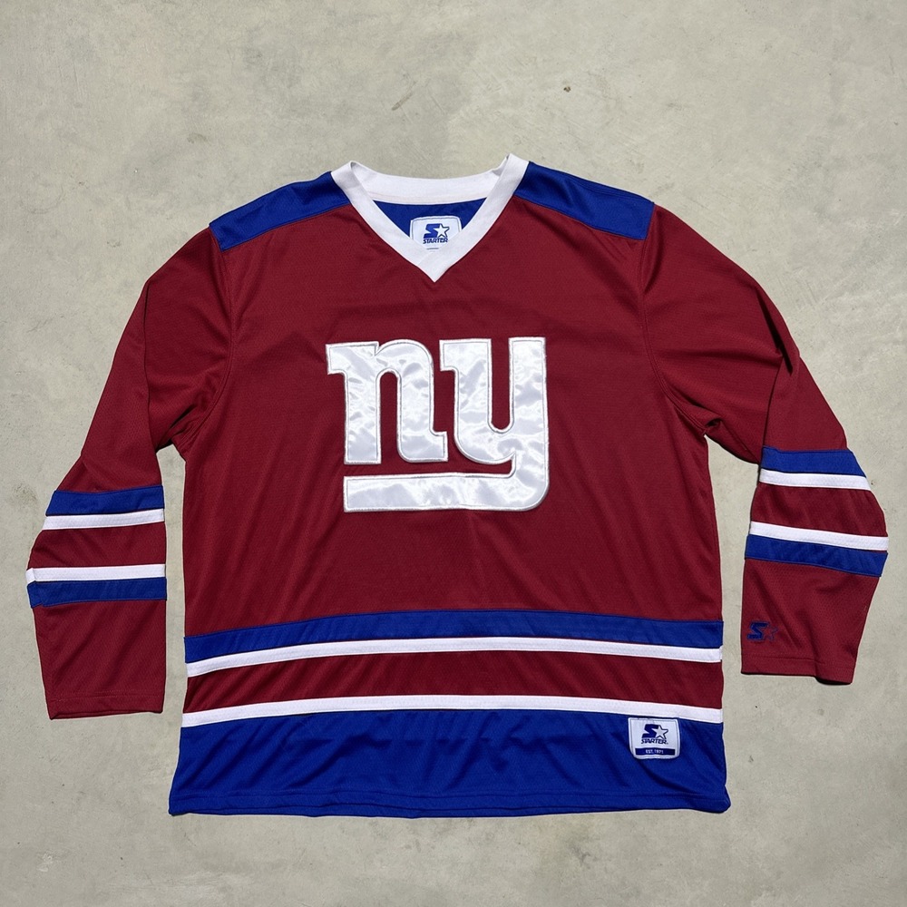 Men's NY Giants NFL Team Apparel Red/ Blue S 2XL Sports Hockey Jersey Football